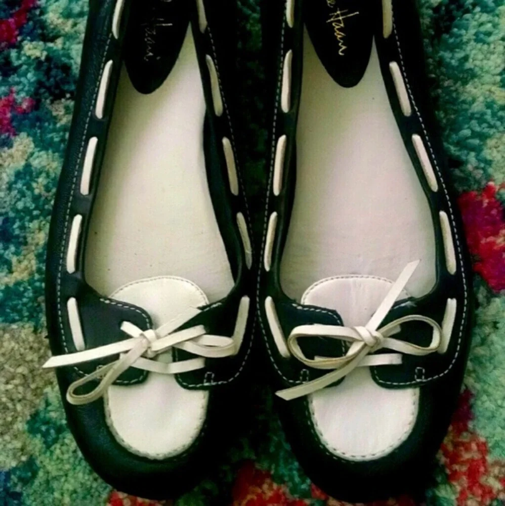 Cole Haan Nike Air Black And White Leather Loafers Size 6.5